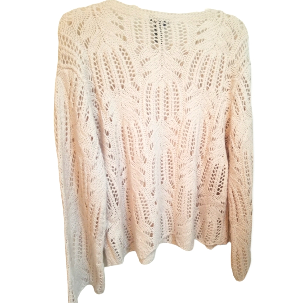 Chelsea & Theodore Off White Open Knit Sweater Bell Sleeves~XL